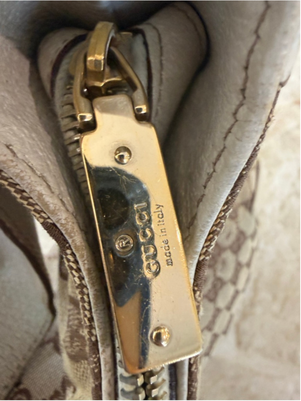 Gucci Shoulder Bag Beige Brown, rubs, wear, discoloration. - Picture 15 of 15